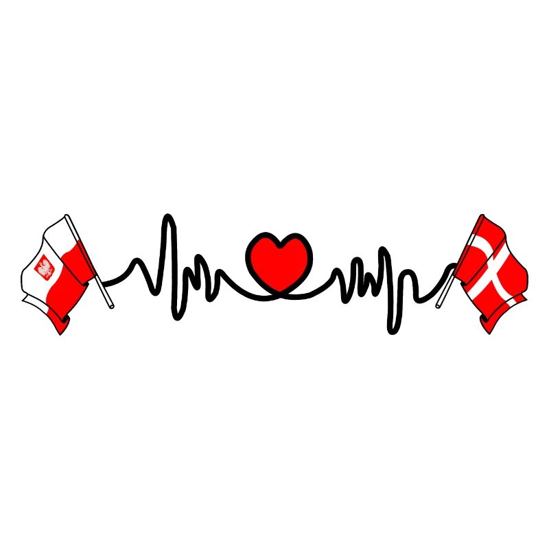 Cardio heart Drapeau Pologne, drapeau Danemark
