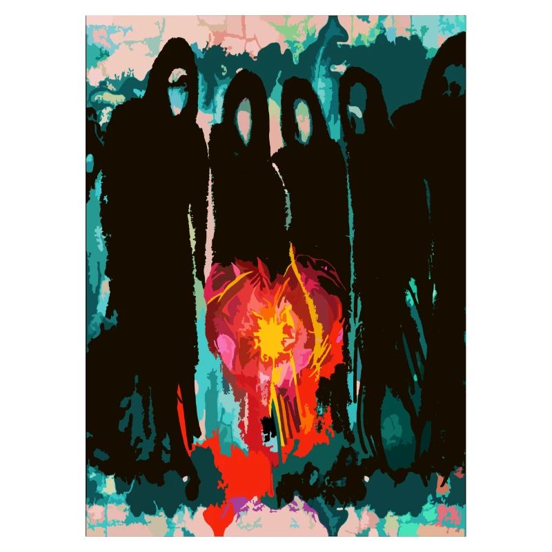 Blossom Fire Silhouette Circle