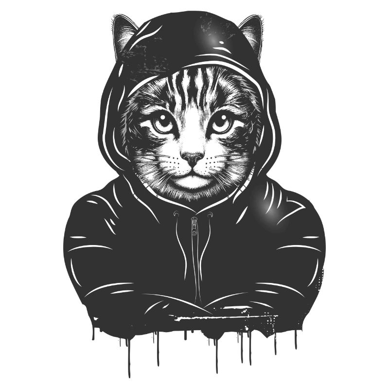 Tête de chat avec capuche à capuche dans le style Graffiti