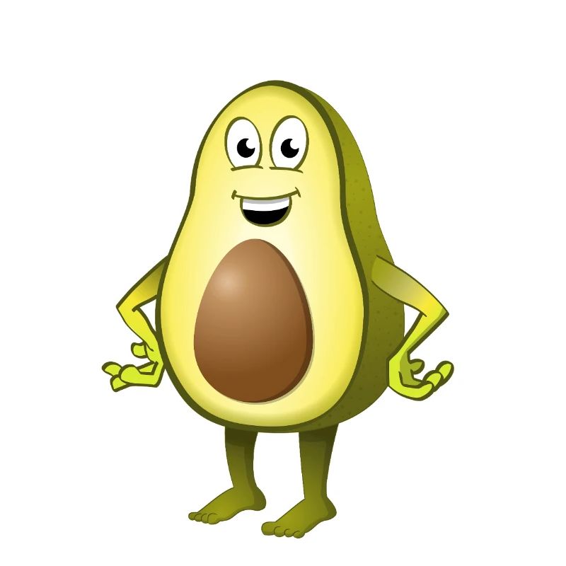 Cheerful Avocado with Playful Face Expression