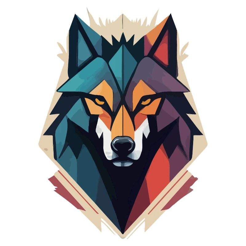 Geometric Wolf Head