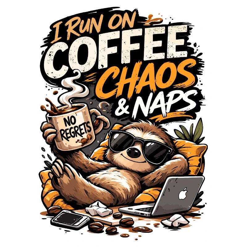 Coffee Chaos & Naps Sloth Tee