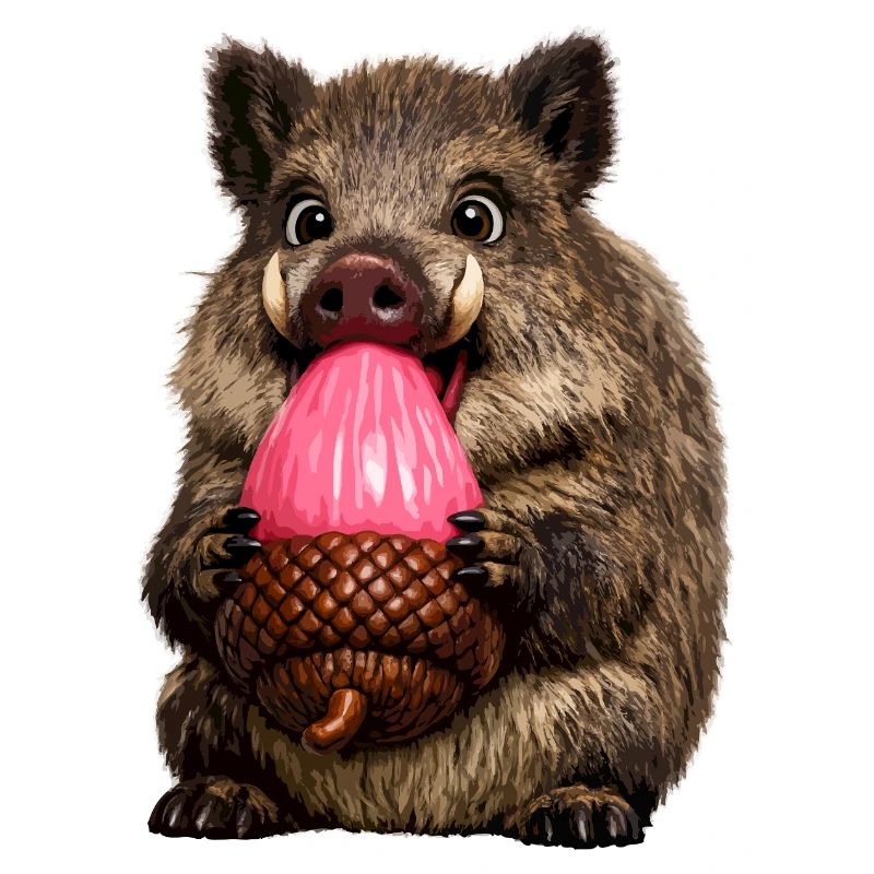 Wildschwein mit rosa Eichel