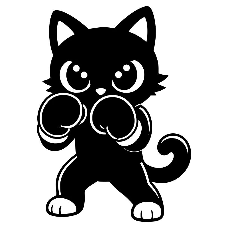 Boxende Katze mit Boxhandschuhen