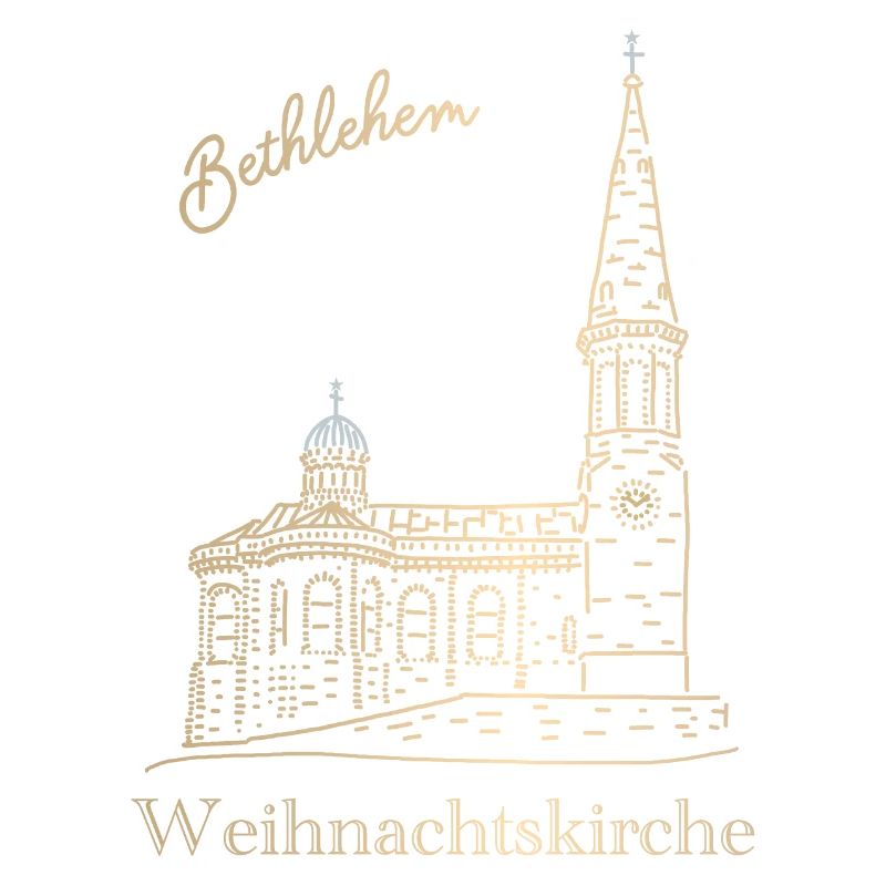 Weihnachtskirche Bethlehem Handzeichnung