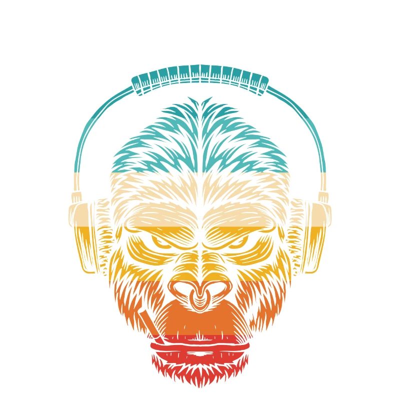 Gorilla Kopfhörer Regenbogen