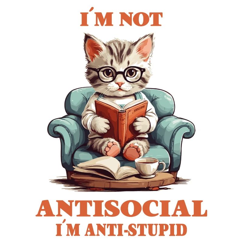 Clever cat with reading glasses