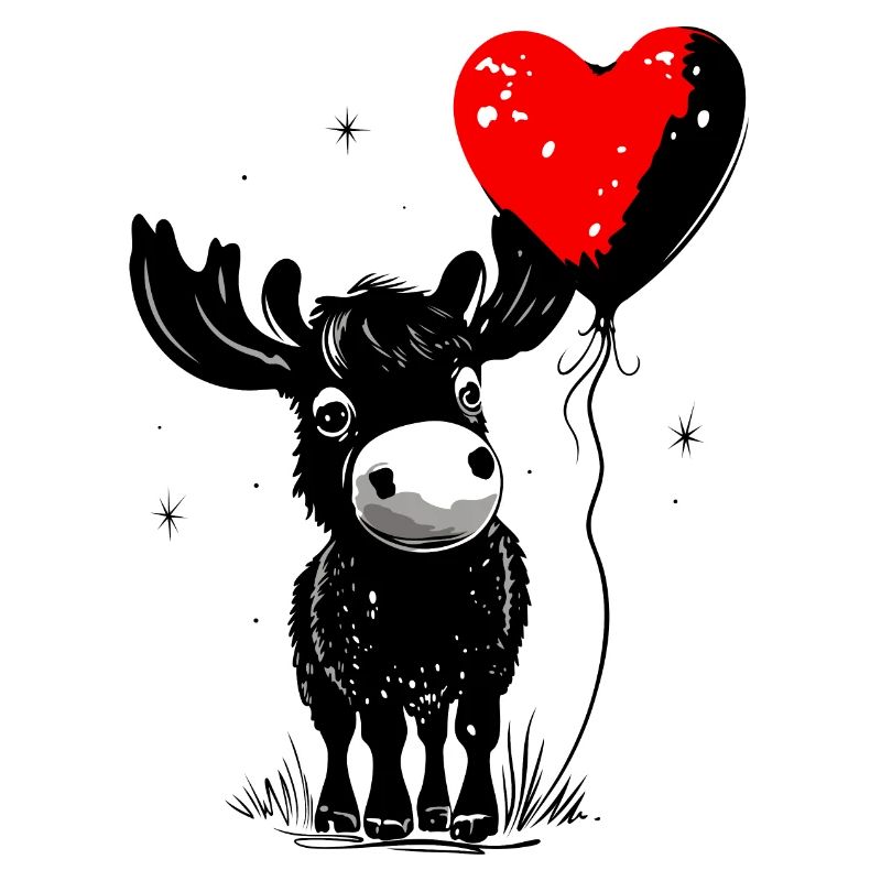 Elch mit Herz Luftballon - Heartful Creatures