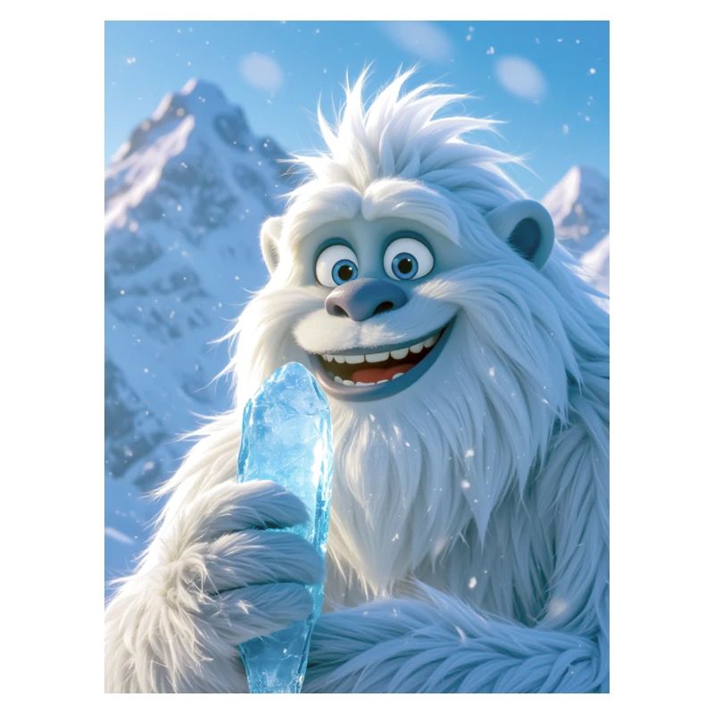 Yéti joueur mangeant de la crème de glaçon géant