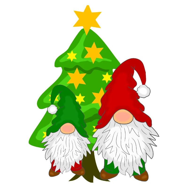 Gnome devant le sapin de Noël