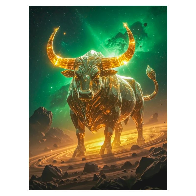 Taureau céleste forgé à partir de la lumière des étoiles et éternel
