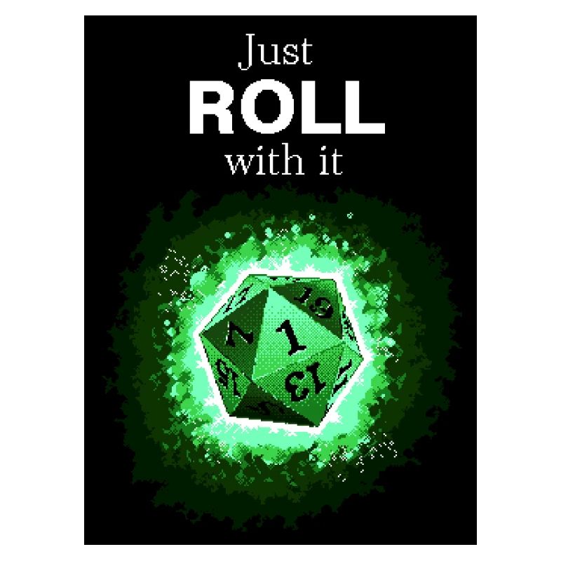 Just Roll With It Retro D20 Green Dice