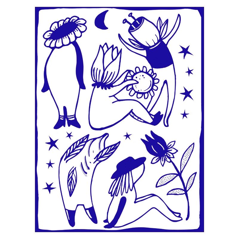 Figures de danse au clair de lune dans la forêt étoilée