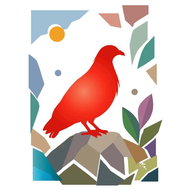 Rote Taube auf Stein Vogel Design