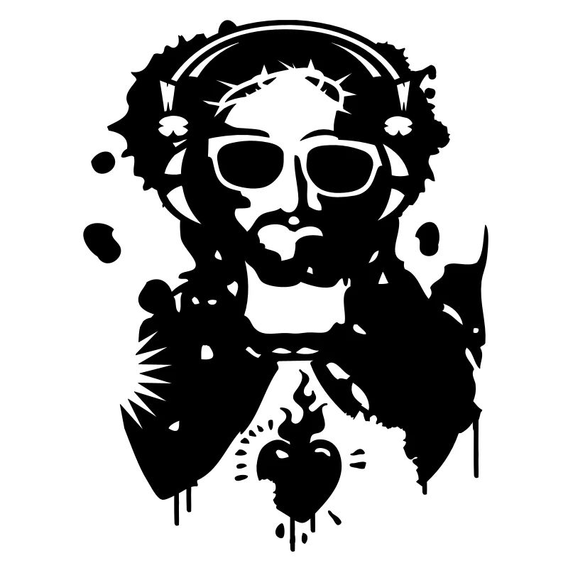 Jésus Graffiti avec un casque et lunettes de