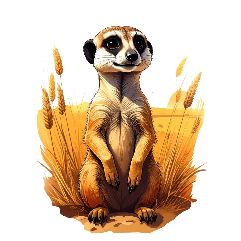 Ein Erdmännchen in der Savanne