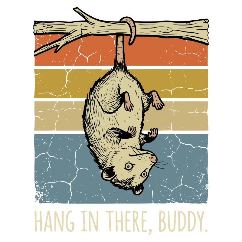 Lustiges Opossum, halt durch, Buddy, Retro Sunset