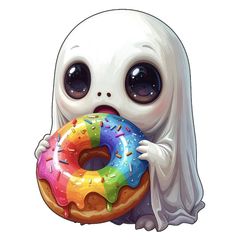 Fantôme de beignet flippant et mignon