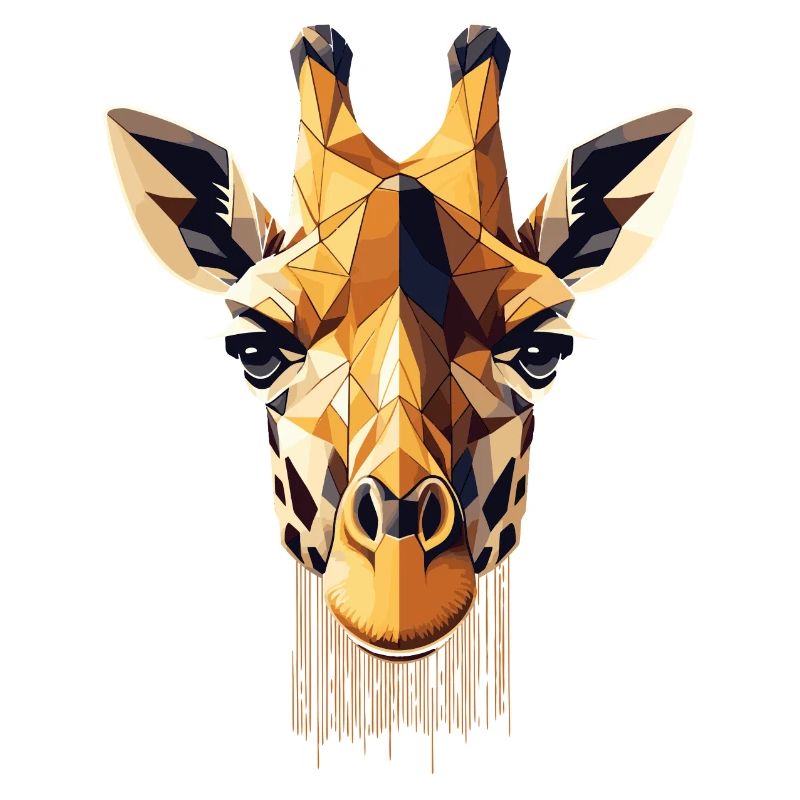 Geometric Giraffe Head Polygons Motif