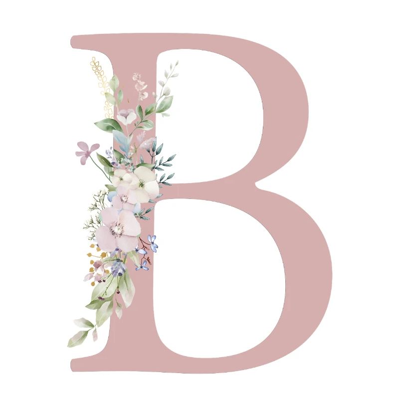 B Monogram, Floral, Personalizable