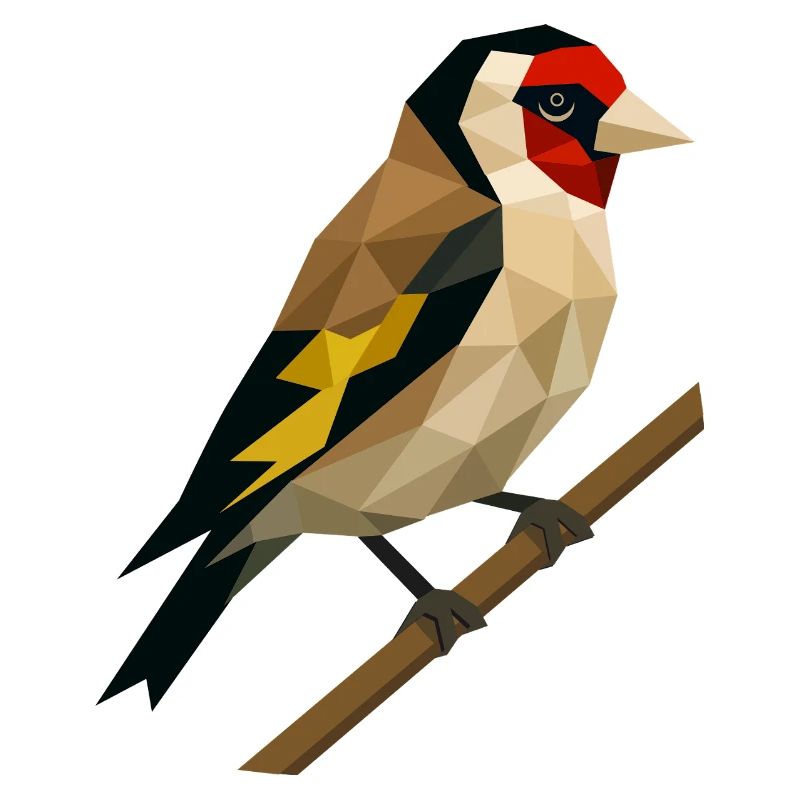 Polygonal Goldfinch – Geometric Elegance