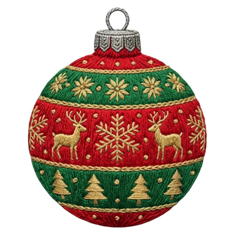 Bestickte Weihnachtskugel – minimalistischer Schmuck