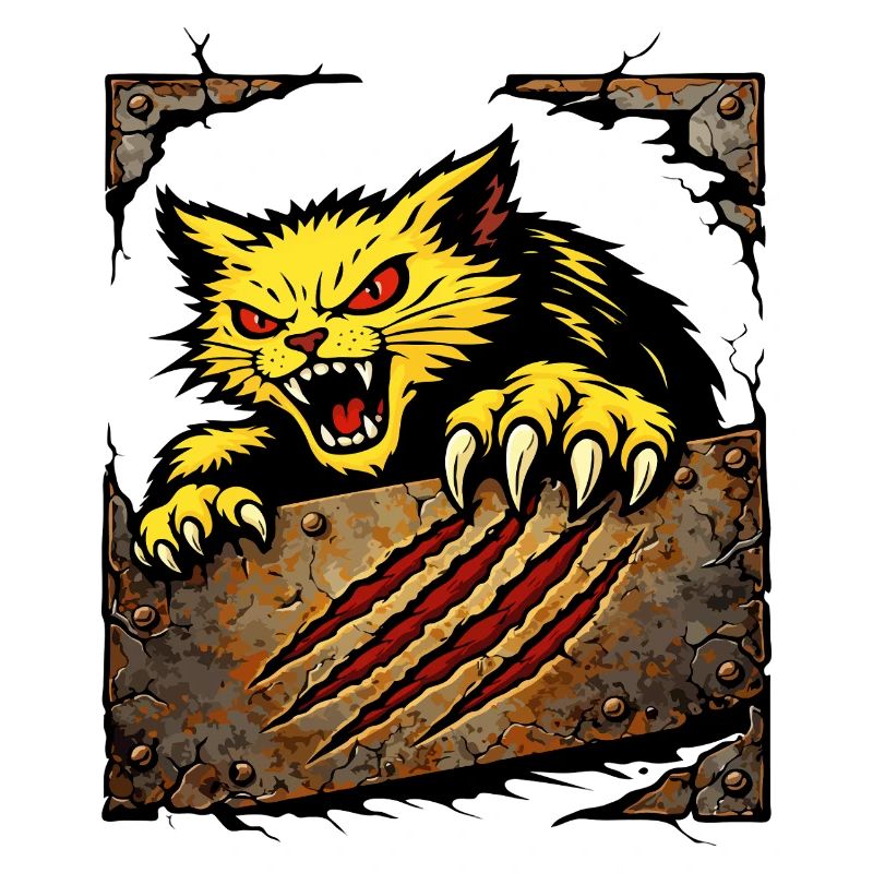 Ferocious Cat Scratch Attack Illustration