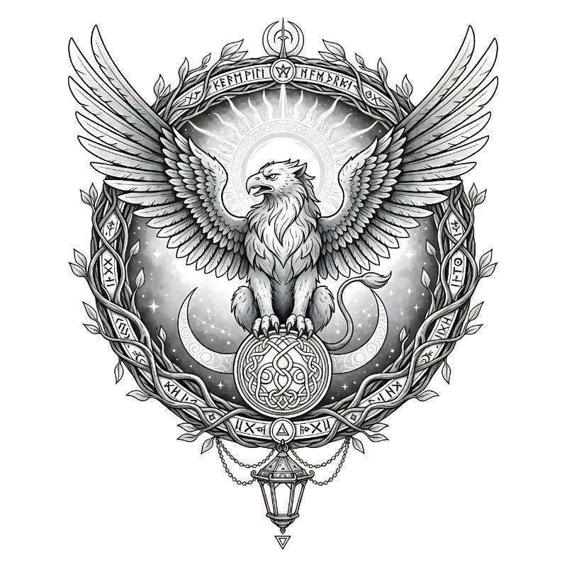Cosmic Eagle with Rune Ring