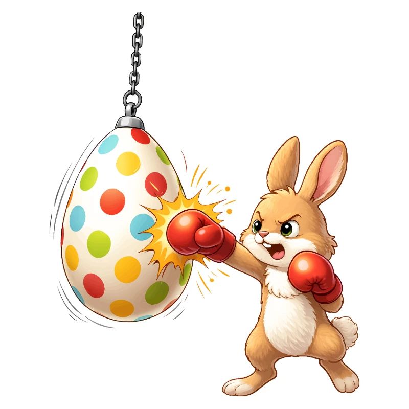 Boxing Easter Bunny with Easter Egg Punching Bag