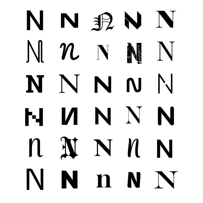 Typography N monogram letter mosaic design