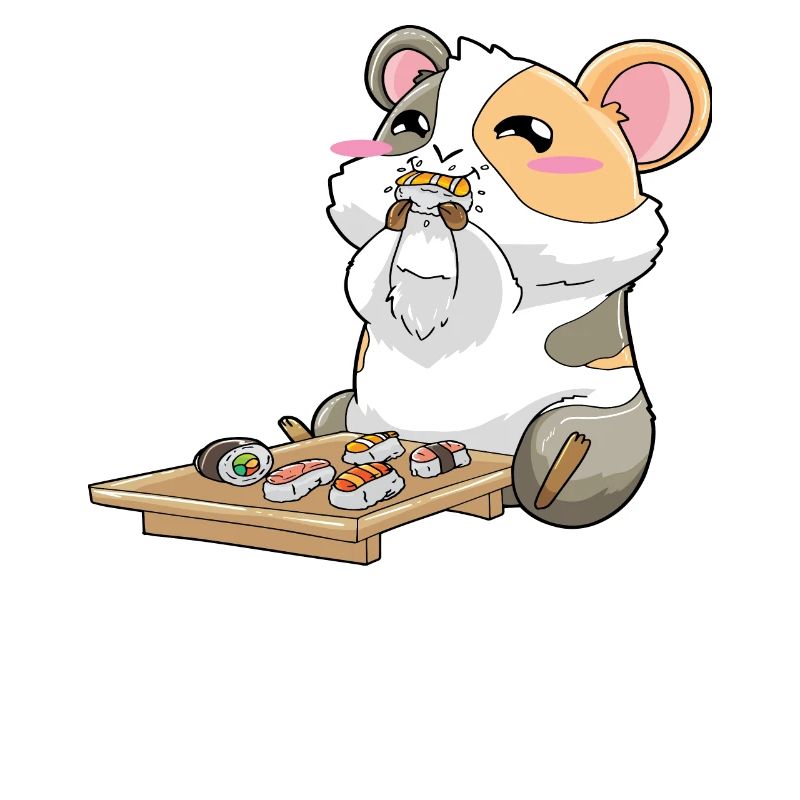 Drôle de cochon d’Inde mangeant des sushis