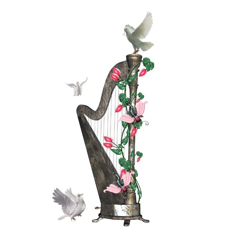 Wunderbare Harfe mit Taube