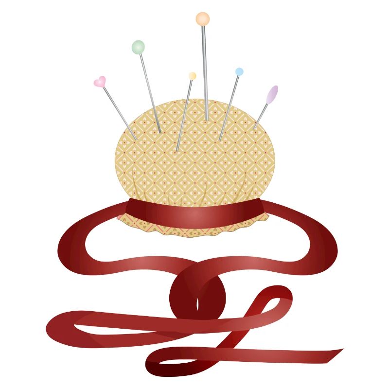 coussin d’épingle nostalgique avec épingles