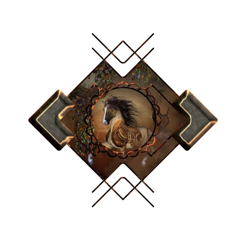 Beau cheval steampunk avec cape et engrenages
