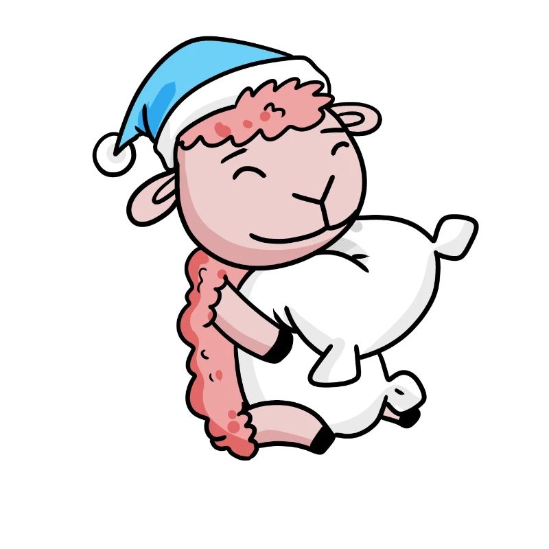 Sheep with pillow and sleeping cap