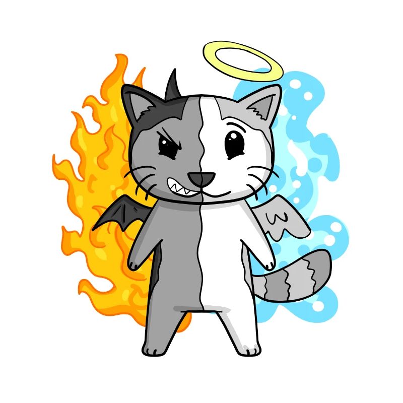 Cat Angel and Devil