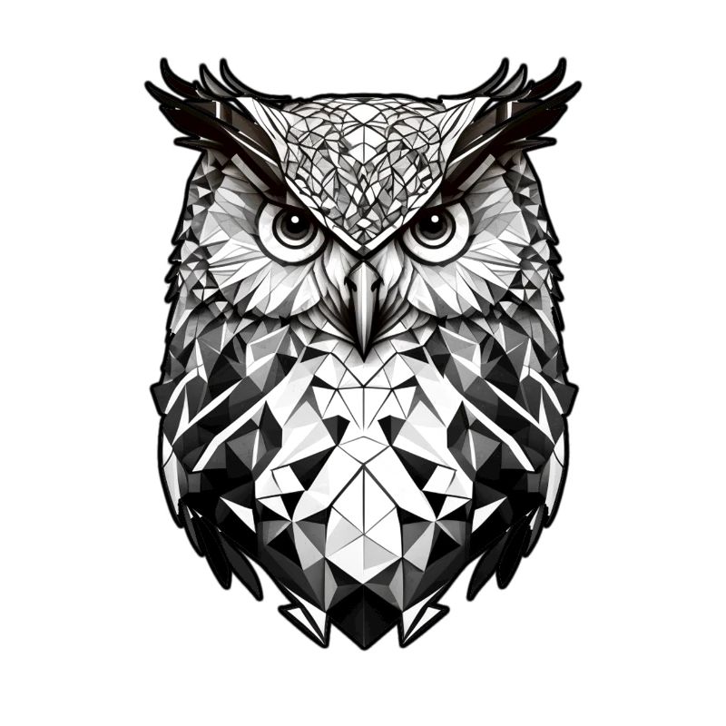 Geometrischer Eulenkopf schwarz weiss