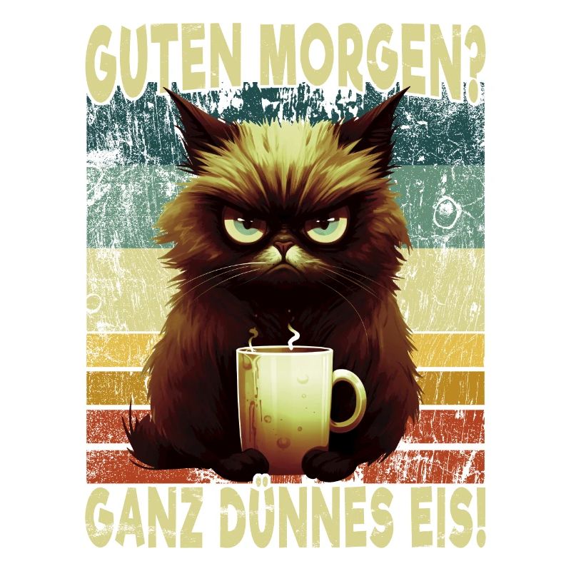 Ganz Dünnes Eis Kaffee Katze Morgenmuffel Retro