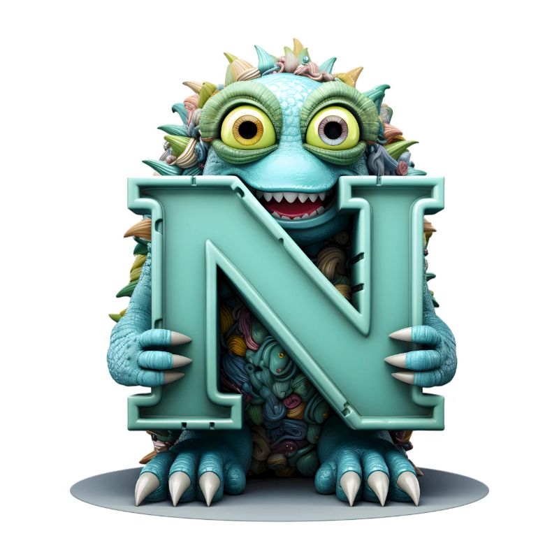 N Bunt mit Monster gewebt