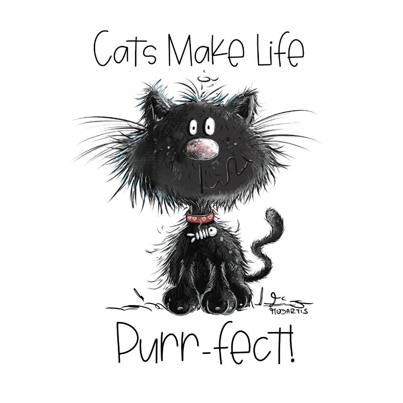 Drollige Schwarze Katze Mit Katzen Spruch