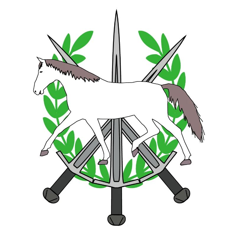 Lorbeerkranz Ritter Schwerter Held Pferd Held