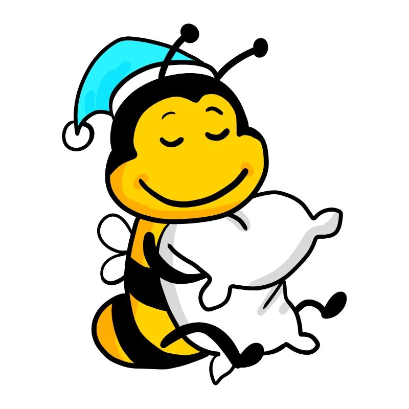 Bee with pillow and sleepy cap