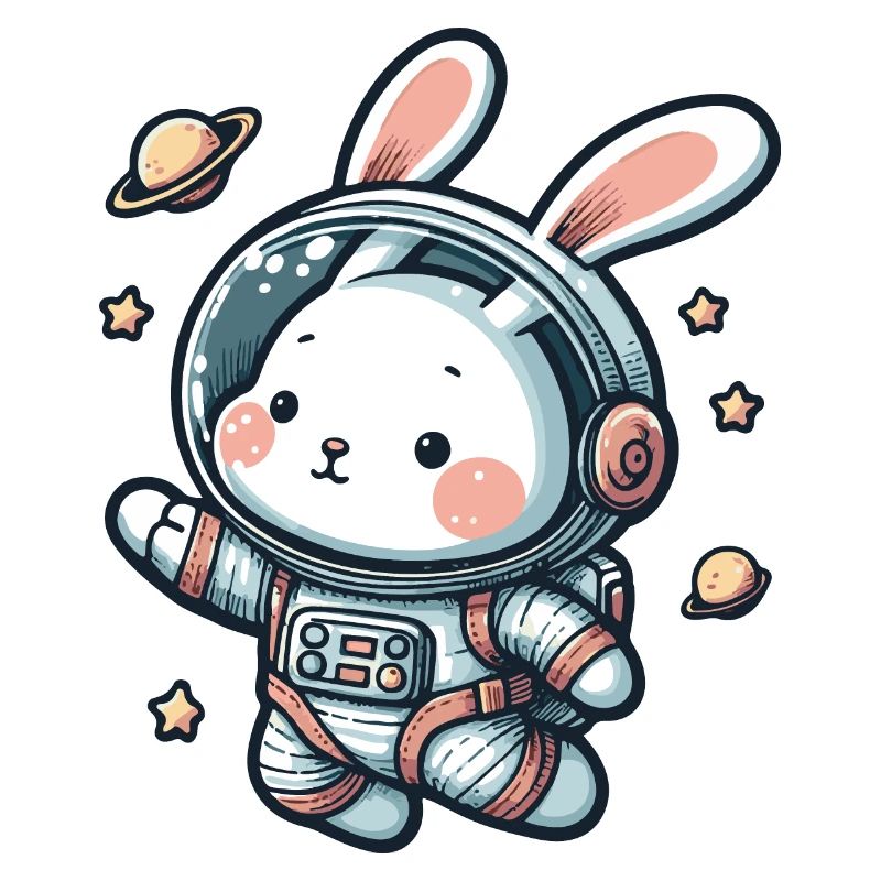 Lapin mignon, astronaute, lapin dans l’espace