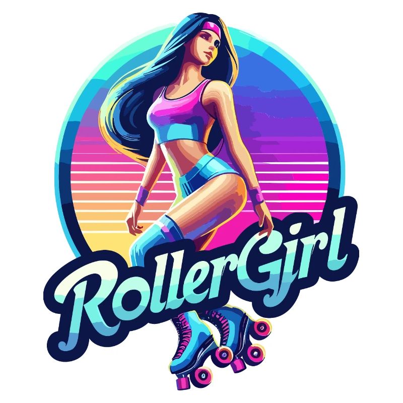 Lebendige Retro-Roller-Mädchen-Illustration