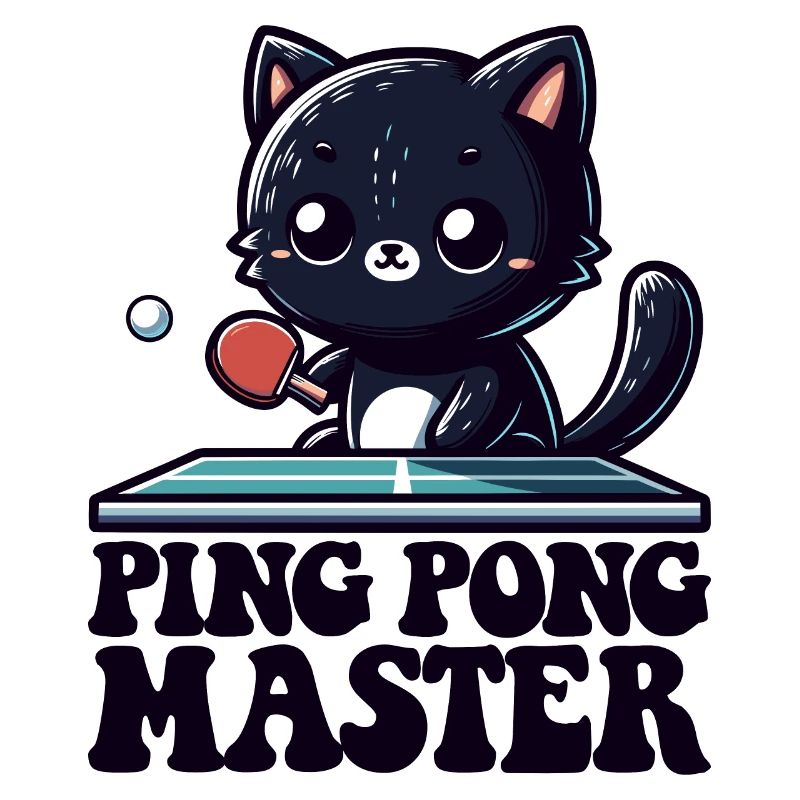 Ping Pong Master Katze Tenue de papa chat noir