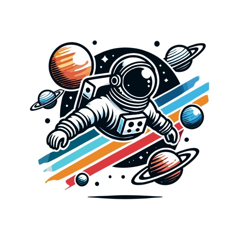 Rétro astronaute aventure spatiale planète