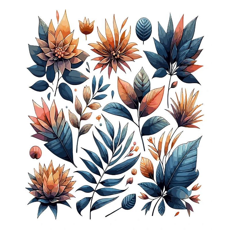 Watercolor Leaves Boho Leaf Pattern