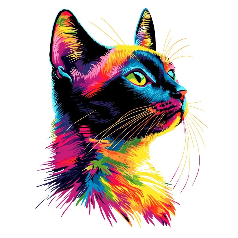Chat coloré arc-en-ciel couleurs Popart chat maman chats
