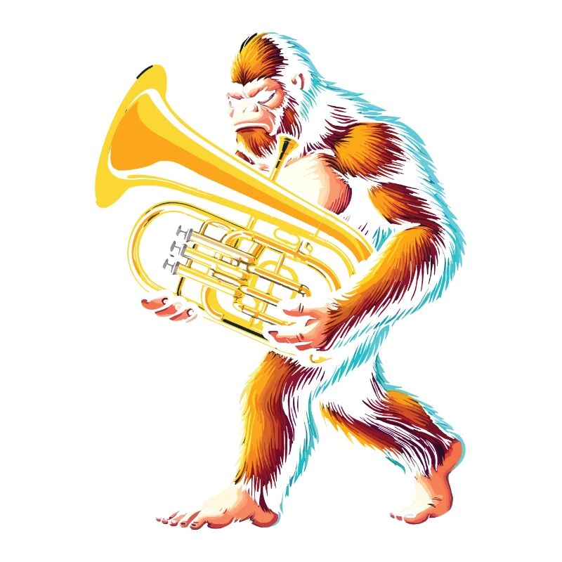 Yeti Gorilla mit Euphonium