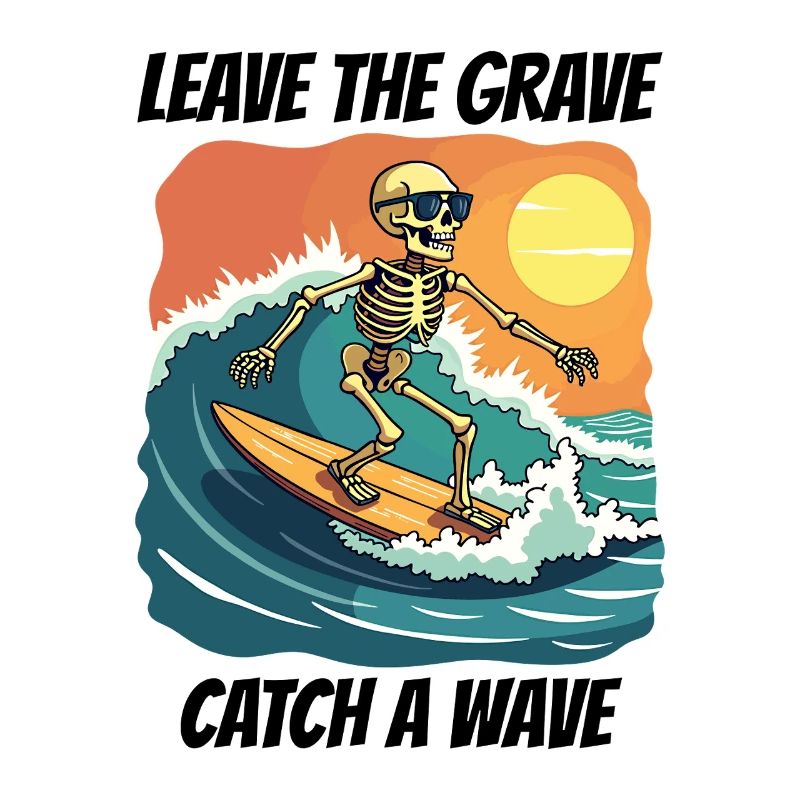 Surf Surf Skeleton Fun Cool Plage Vacances
